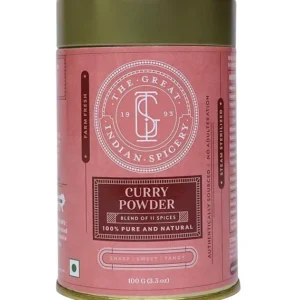 The Great Indian Spicery | Curry Powder - 100gm Tin | Steam Sterilisation, Farm Fresh, Authentic Blend of 11 Spices, Non-Adulterated | Sharp, Sweet & Tangy Flavor | Seasoning Soups, Stews & Curries